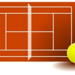 tennis court and a tennis ball